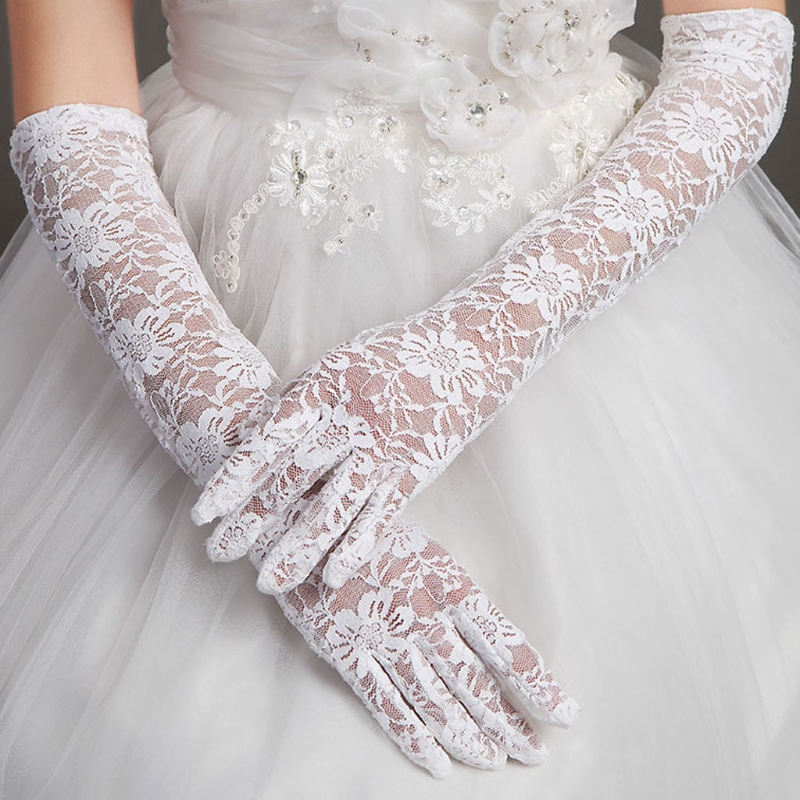 1 Pair / 2 Pcs High Quality Gloves Women Gloves Elbow Length Full Finger Lace Accessories Prom Party Accessories