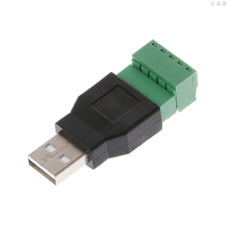 USB 2.0 Type A Male/Female to 5P Screw w/ Shield Terminal Plug Adapter Connecto L29K