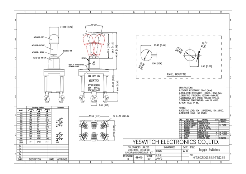 Toggle Switch drawing