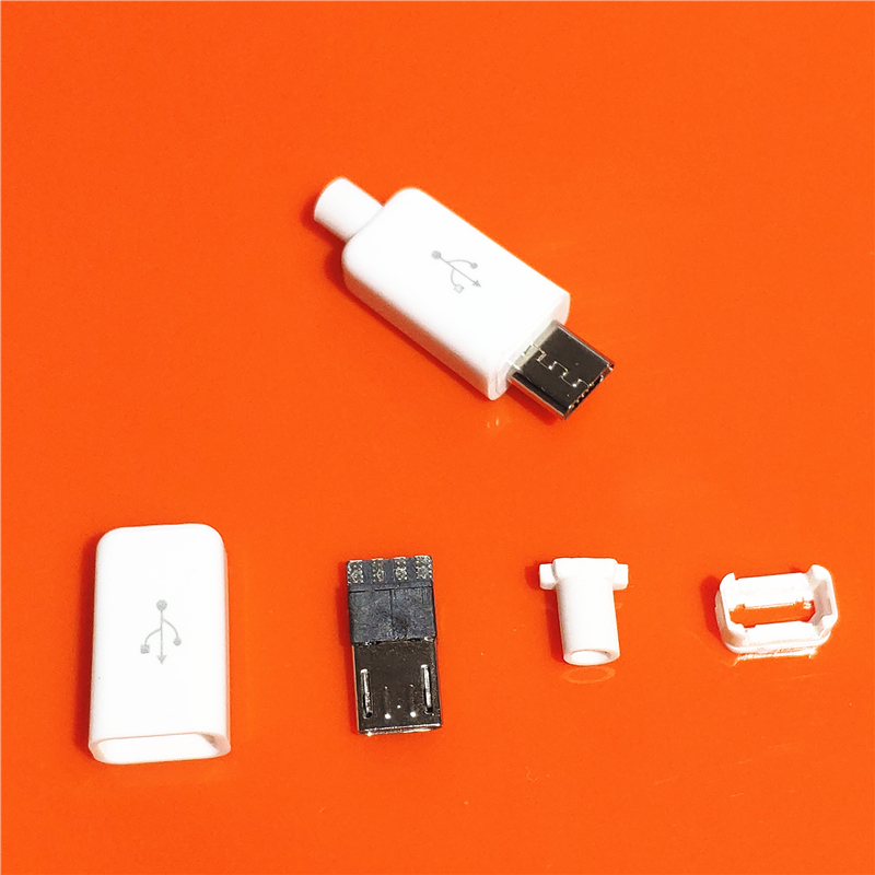 10pcs/lot YT2153Y Micro USB 4pin Male Connector Plug White/black Welding Data OTG Line Interface DIY Data Cbale Drop Shipping