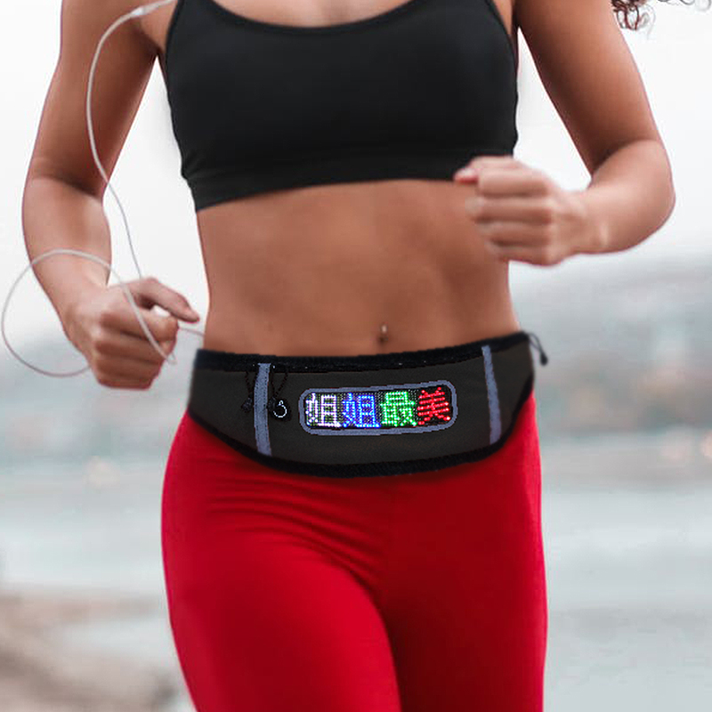 Bluetooth LED sports waist bag advertising small and light fanny pack eye catching running hiking sport bags with music rhythm