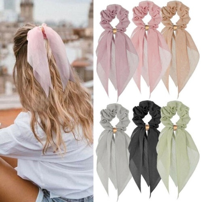 Candy Color Women Hair Scrunchie Bows Ponytail Holder Hairband Bow Knot Scrunchy Girls Hair Ties Hair Accessories Christmas