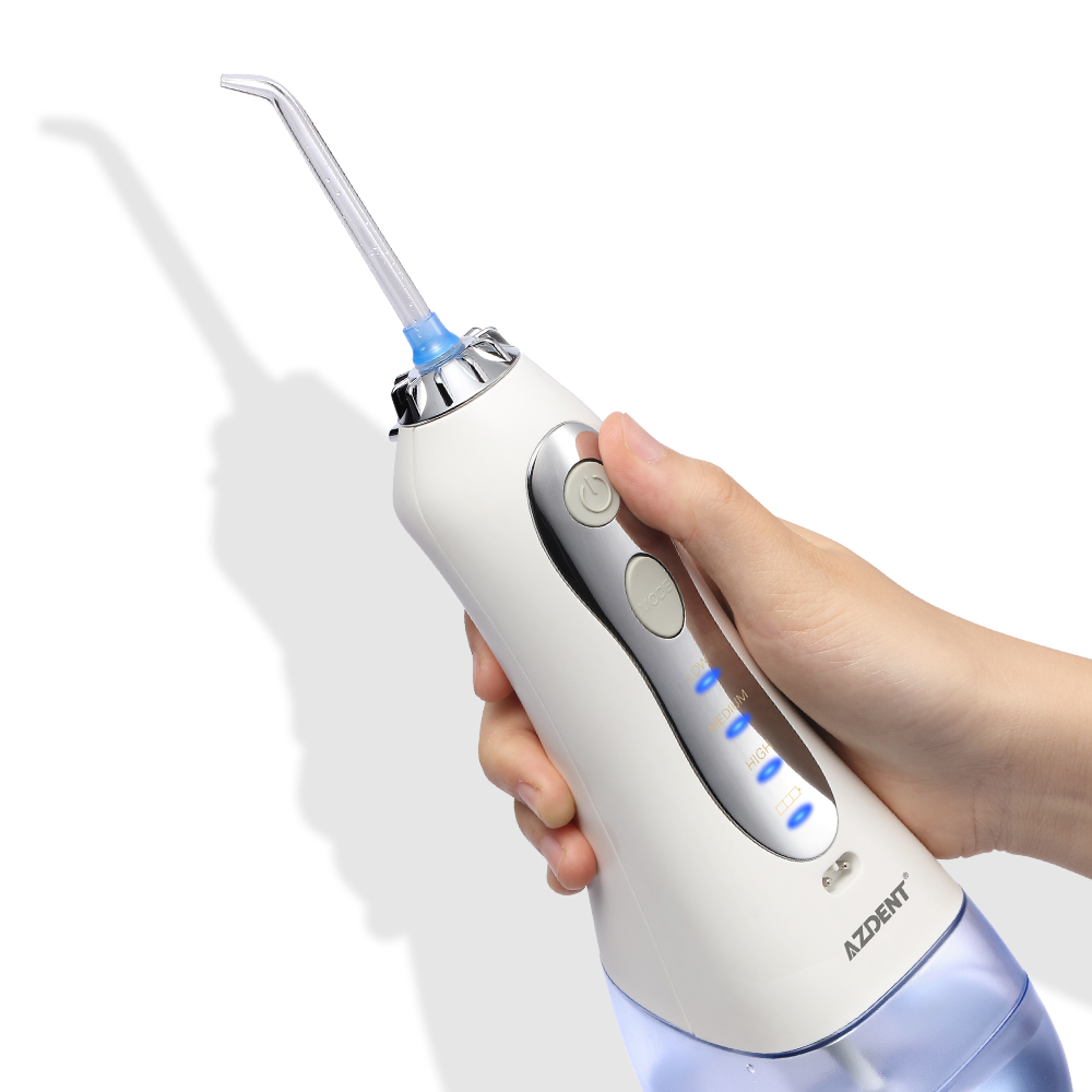 AZDENT 3 Modes Cordless Oral Irrigator Portable Water Dental Flosser USB Rechargeable Water Jet Floss Tooth Pick 5 Jet Tip 300ml