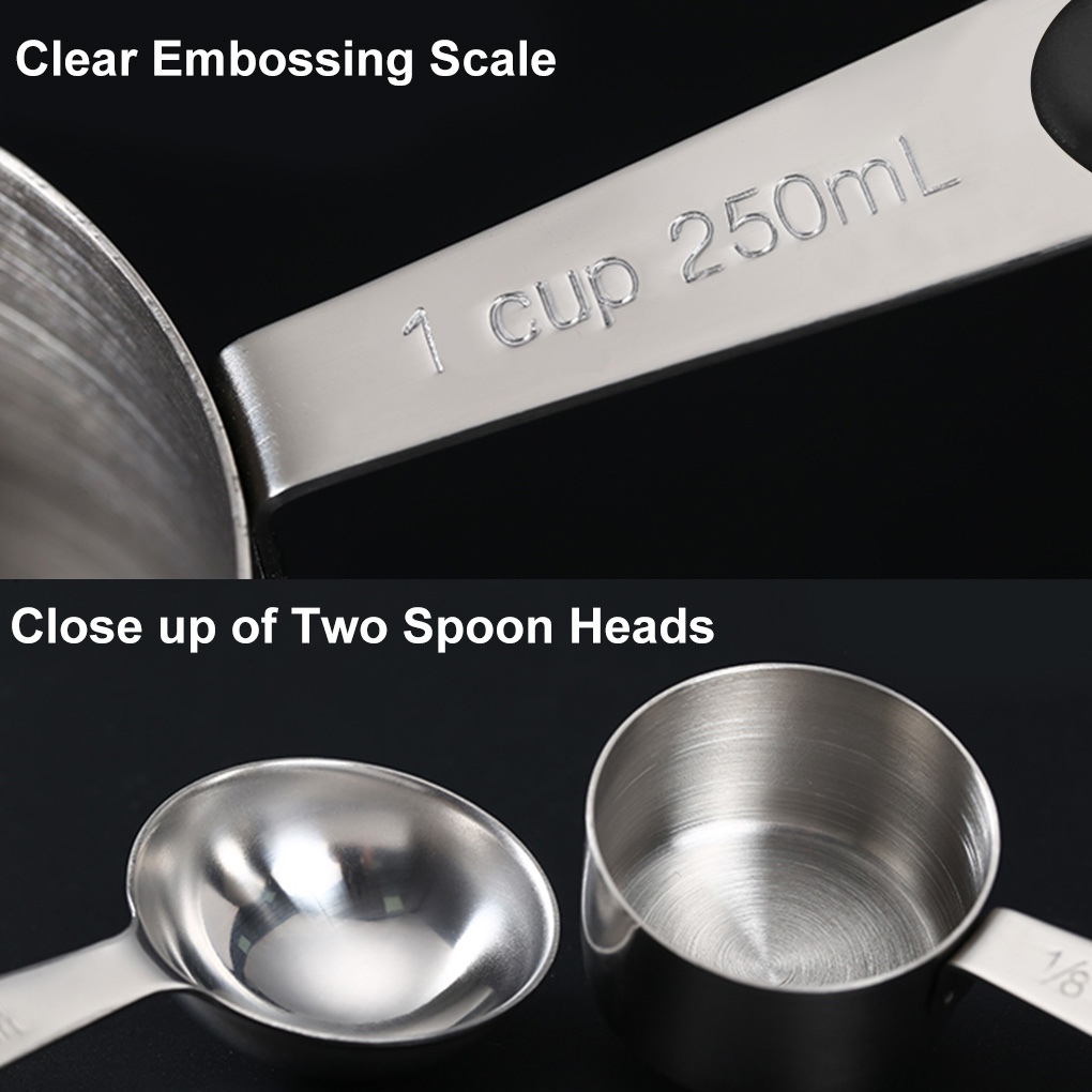 10Pcs Stackable Measuring Tool Cups and Spoons Set with Handle Scale Stainless Steel Baking Cooking Kitchen Essentials