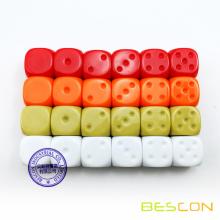 Blank Unpainted 16MM D6 Game Dice with Blank 6th Side, 4 Assorted Color Set of 24pcs, Raw Blank Cube