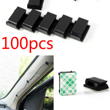100pcs Adhesive Car Cable Clips Cable Winder Drop Wire Tie Fixer Holder Cord Organizer Management Desk Cable Tie Clamps