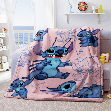 Throw Blanket Cartoon Lilo & Stitch 3D Flannel Fleece Blankets Throw Flatsheet Kids Adults Unisex Bedspread Sleeping Cover