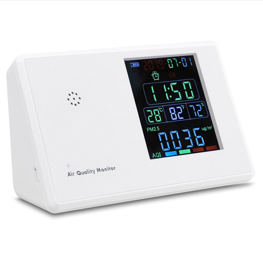 USB Air Quality Monitor Gas Analyzer Digital Formaldehyde Detector Carbon Dioxide HCHO TVOC CO2 PM2.5 PM10 Temperature Calendar