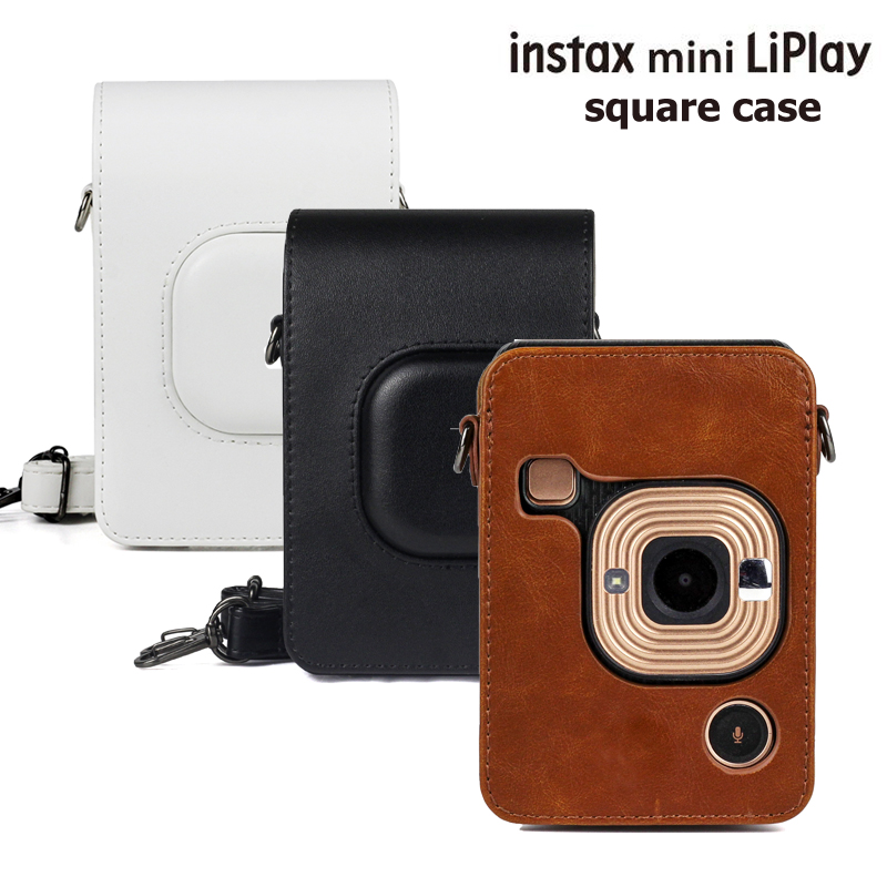 For FUJIFILM Instax Mini Liplay Hybird Instant Film Camera Retro PU Leather Case Carry Shoulder Bag Black Brown White
