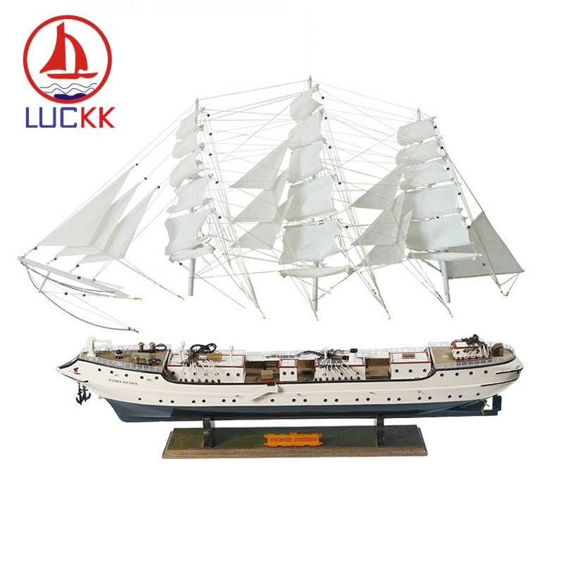 LUCKK 130CM Mediterranean Style White Swan Wooden Sailboat Model Assembling Building Kits Ships Figurine Souvenir Free Shipping