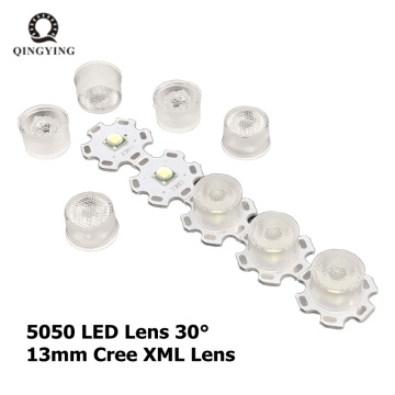 50-500pcs 13mm 5050 LED Lens 30 Degree Optical PMMA Lenses Holder XML XML2 XML-L2 Plano Reflector Collimator