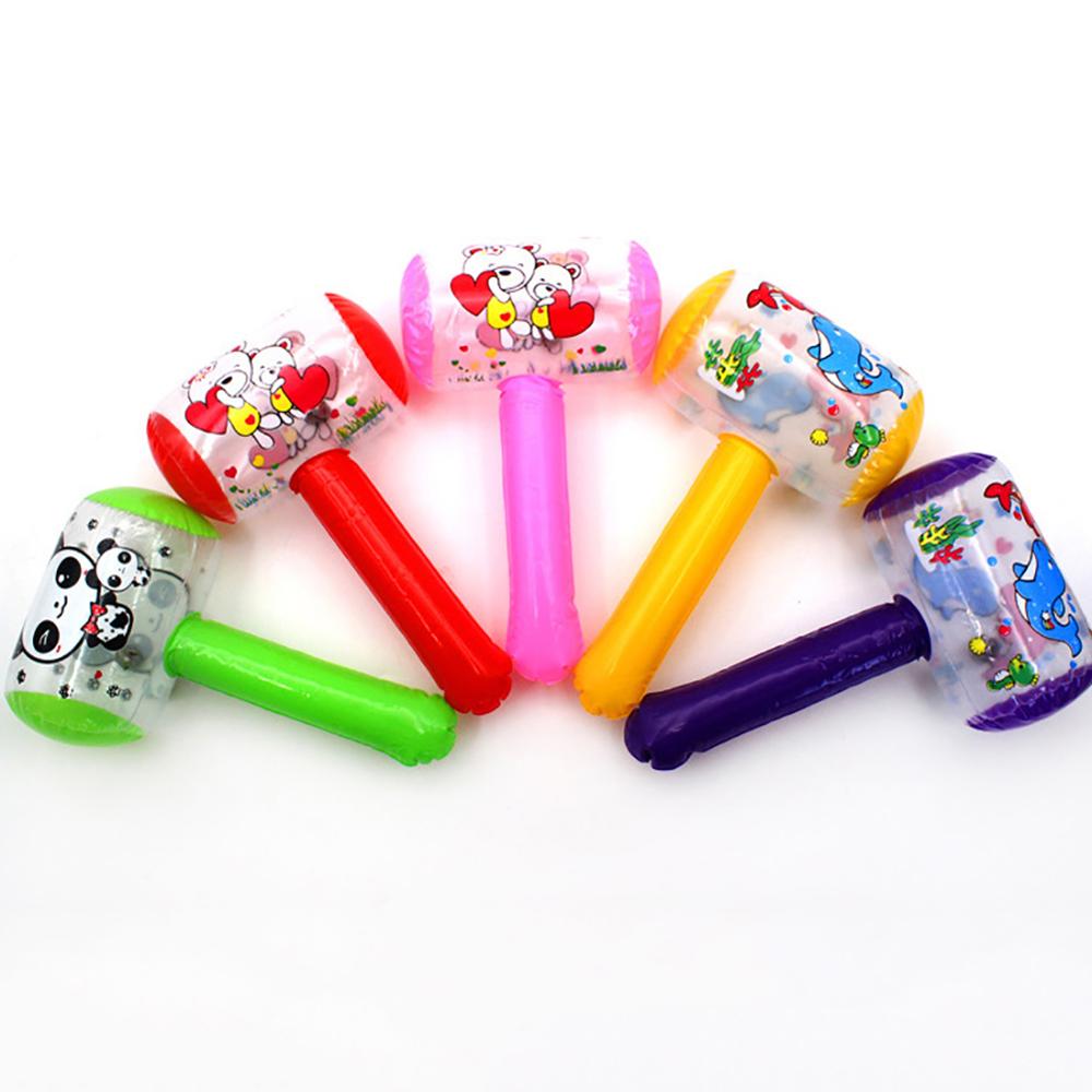 1Pc New Hot Cute Cartoon Inflatable Hammer Air Hammer With Bell Kids children Blow Up Noise Maker Toys Color Random