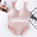 Plaid Women Bra and Panty Set Push Up Bra Crop Top Sexy Bra Japanese Lingerie Set Comfort Lace Strap Top Underwear Set