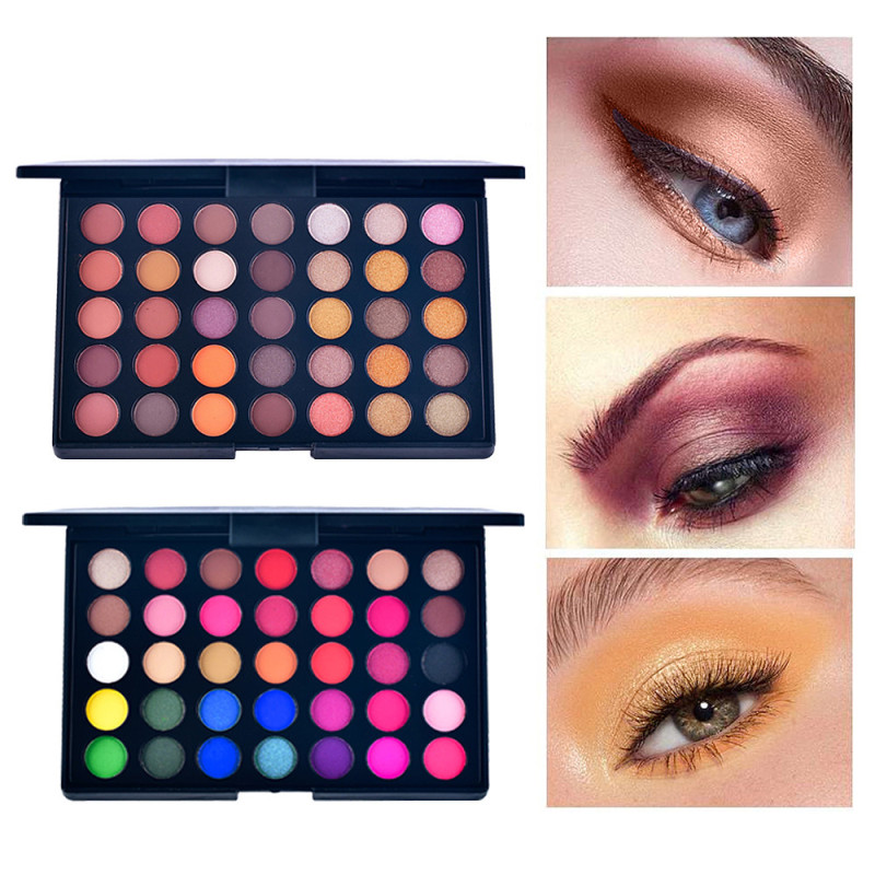 35 Colors Eyeshadow Pallete Holographic 3D Eye Shadow Shiny Matte Makeup Metallic Diamond Pigment Powder Women Cosmetic TSLM3