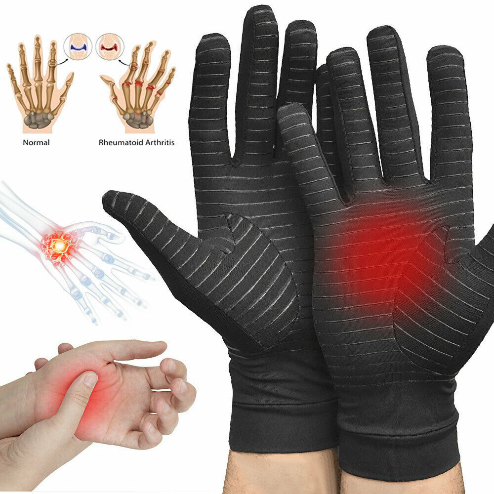 Arthritis Compression Gloves Full Finger Black Mittens Relieve Arthritis Rheumatoid Carpal Tunnel tendonitis Pain Copper Gloves