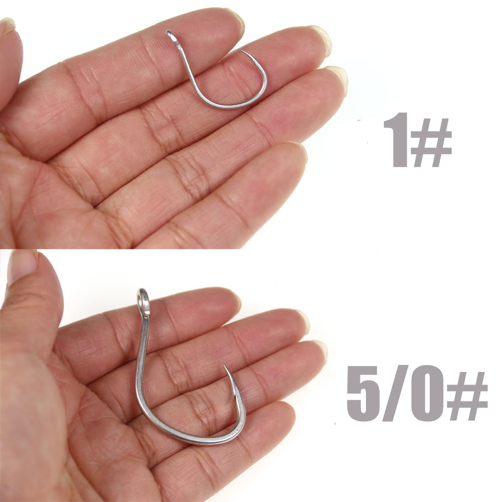 10pcs Matte Tin Anti-rust Saltwater Fishhooks High Carbon Steel Barbed Fishhook Assist Jigging Lure Hook 1# 1/0 2/0 3/0 4/0 5/0