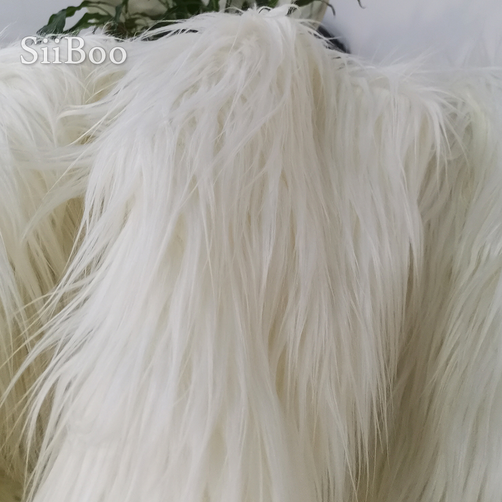 Solid blue pink red white black color 7cm long pile fluffy fake goat wool fur fabric for winter coat photographic cosplay SP5979