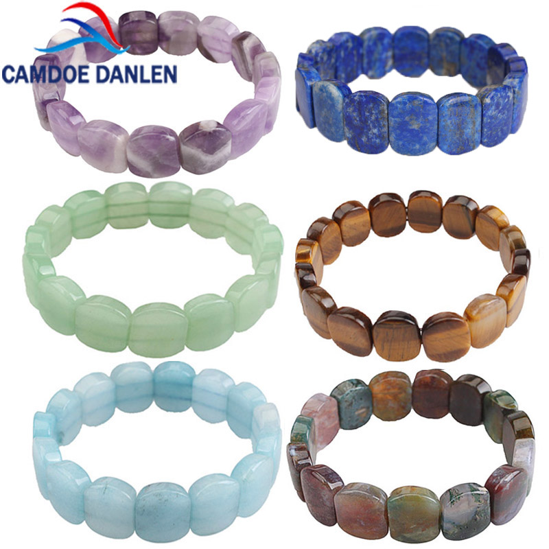 Natural Stone Beads Tiger Eyes/Amethysts Elastic Rope Bangles & Bracelets Handmade Jewelry Energy Bracelet for Women or Men 2019