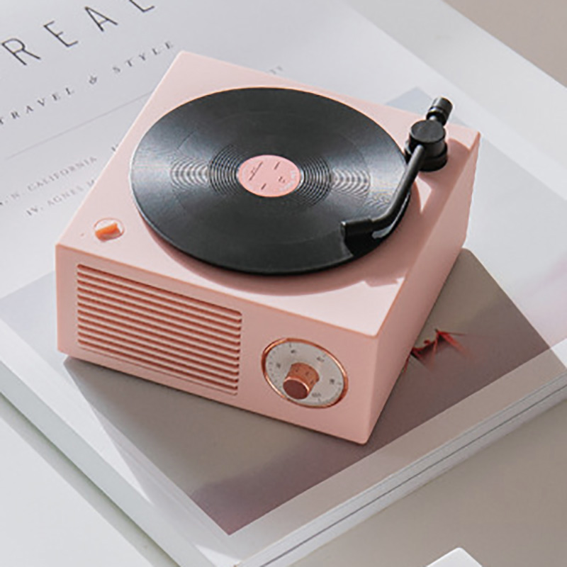 Vinyl Record Player Speaker Wireless Portable Mini Steel Retro Atomic Speaker Radio Cassette Recorder