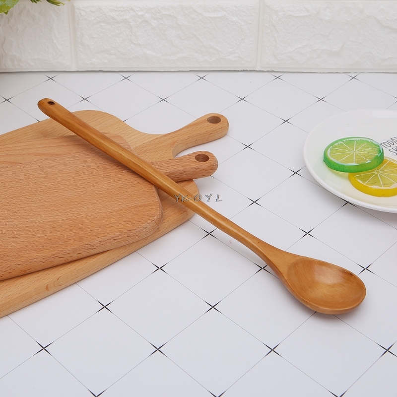1pcs Multifunction Natural Wooden Spoons Long Handle Wooden Spoon Soup Kitchen Utensil Coffee Tea Table Scoop Cutlery