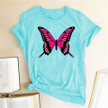 Pink Monarch Butterfly Printed Women T-shirts Short Sleeve Harajuku Graphic T-shirt Summer Casual Fashion Top Tees Female