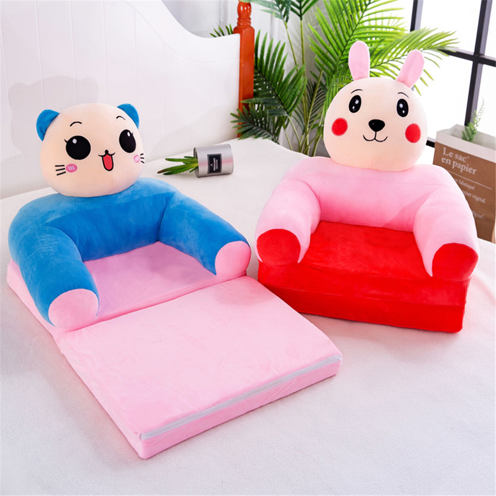 No filler Multi-layer Children`s Small Sofa Cartoon Princess Girl Baby Folding Seat Recliner Boy Single Llazy Sofa Bed Cover