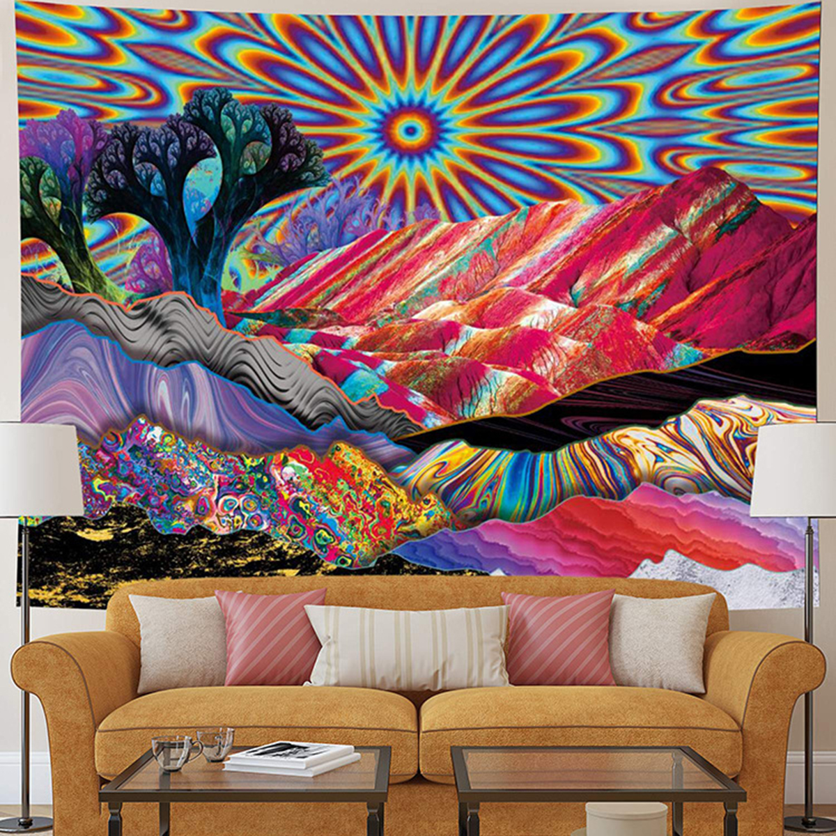 Mandela Wall hanging Tapestry Psychedelic Pattern Yoga Throw Beach Throw Carpet Hippie Home Decor Background Art Tapestry