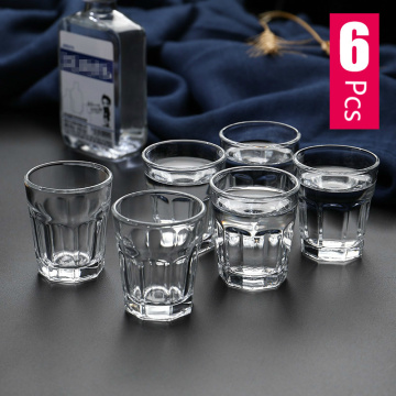 6Pcs Shot Bullet Cups White Wine Beer Juice Cocktail Glass Transparent Small Capacity Heat Resistant Lead Free Glass Portable