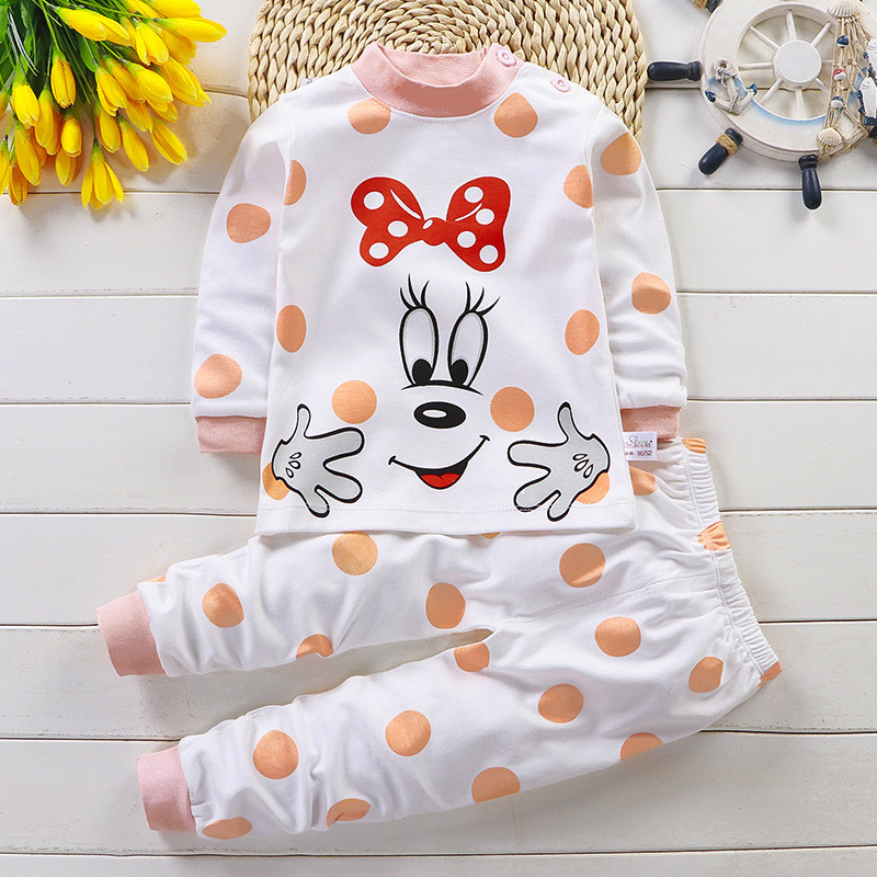 Children Long Sleeve Cotton Blend Pajamas Suit For Baby Girls Boys Cartoon Animal Sleepwear Clothing Set Kids Cute Clothes Set