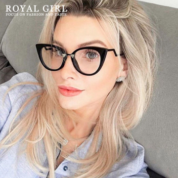 ROYAL GIRL Vintage Cat Eye Eyeglasses Women Men Brand Designer Metal Frame Eyewear Female Clear Lens Unisex Oculos ss236