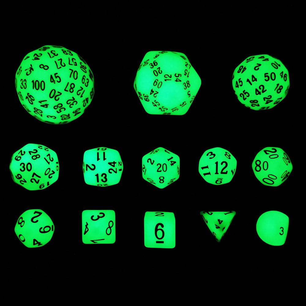 Super Glowing In Dark Complete Polyhedral Rpg Dice Set 1