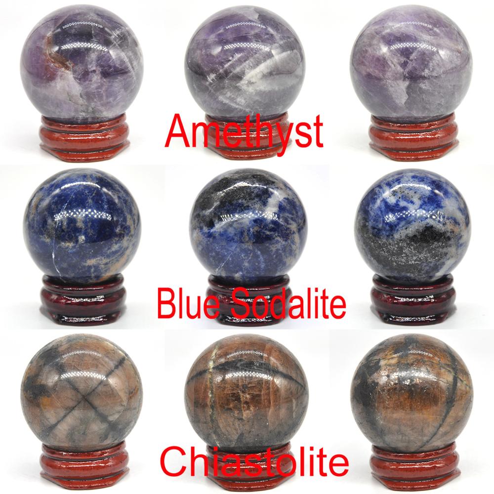 40MM Gemstones Sphere Healing Crystals Home Decoration Reiki Wicca Natural Stones Ball Mineral Polished Gem Massage Globe Gift