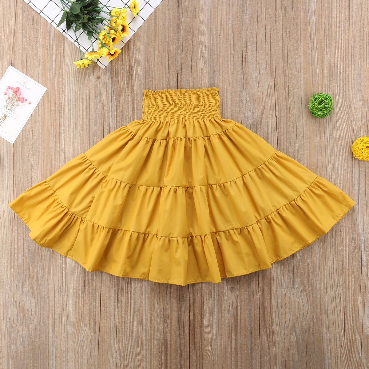 2018 Brand New Holiday Beach Boho Summer Toddler Baby Girls Skirts Ruffles Solid Bouffancy High Waist A-Line Skirts 1-5Y