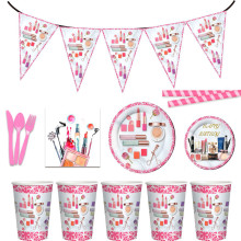 SPA Cosmetics Theme Party Decoration Disposable Tableware Paper Cup Plate Napkin Flag Wedding Event Girl Birthday Party Supplies