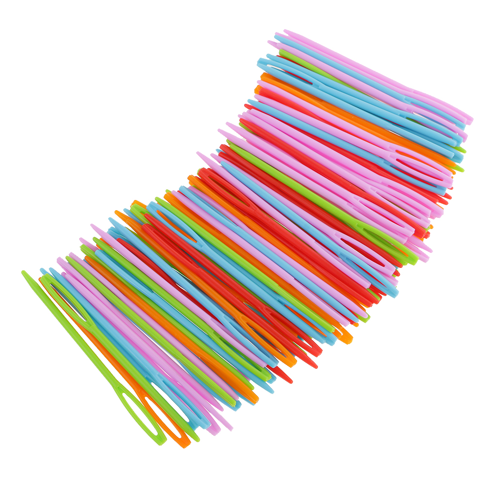 100 Pieces Plastic Darning Threading Weaving Sewing Needles for Kids Craft 7cm