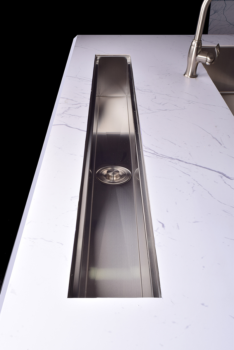 narrow trough sink island sink