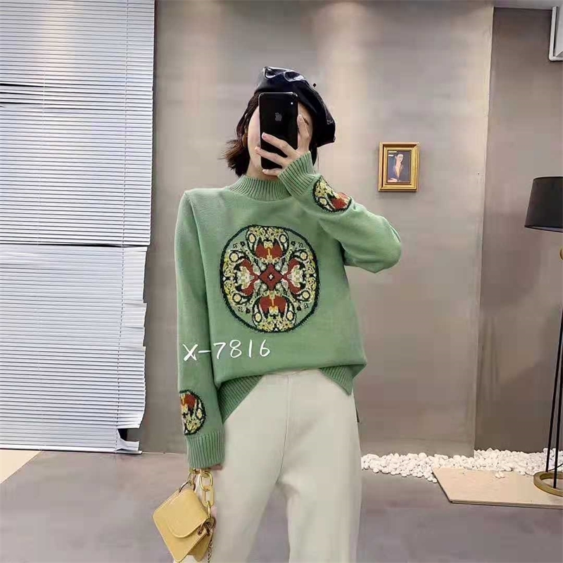 Women Original Design Autumn Winter Vintage Mori Girls Sweet Mushroom Embroidery Cute White Knitted Pullover Sweaters