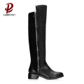 3cm low heel comfortable long zipper boots