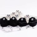 Female Girls Cute Cartoon Panda Embroidery Cotton Boat Socks Black White Stripes Low Cut Shallow Mouth Short Hosiery