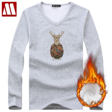 Men Long Sleeve Undershirts Mans Christmas Deer Printed Cotton Undershirt Underwear Clothing Relax Breathable Strench Undershirt