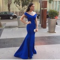 2019 Off Shoulder Mermaid Long Bridesmaid Dresses Royal Blue Backless Maid Of Honor Cheap Wedding Guest Party Gowns Plus Size