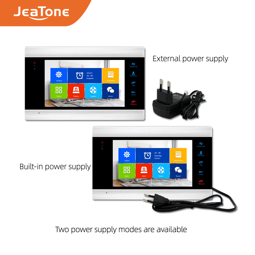 Jeatone 7'' Tuya WiFi IP Video Door Phone Intercom System+Waterproof 720P Mini Doorbell and CCTV Camera , Support Remote unlock