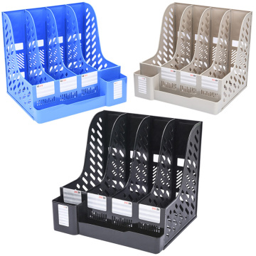 3 Colors document plastic tray file holder with Pen holder plastic Desk file organizer file rack desktop storage office suppiles