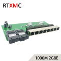 2G8E 8UTP RJ45 Gigabit Ethernet Switch 2*1.25G Fiber port SC connector 8*10/100/1000M PCBA Board Fibra optical Converter plate