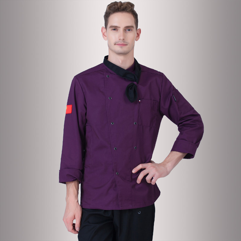 New Chef Uniform Long Sleeve Adult Hotel Restaurant Chef Jacket Male Female Kitchen Overalls Kitchen Jacket Sweat Towel B-6407