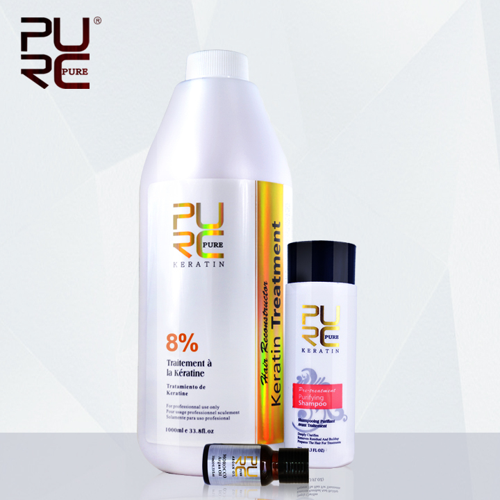PURC Shampoo for keratin hair treatment hair care set hot sale 1000ml chocolate 8% formalin keratin repair damaged hair