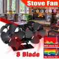 8 Blades Heat Powered Stove Fireplace Fan for Home Wood Burning Fireplace Eco-Friendly Circulate Warm Air Save Fuel Efficiently