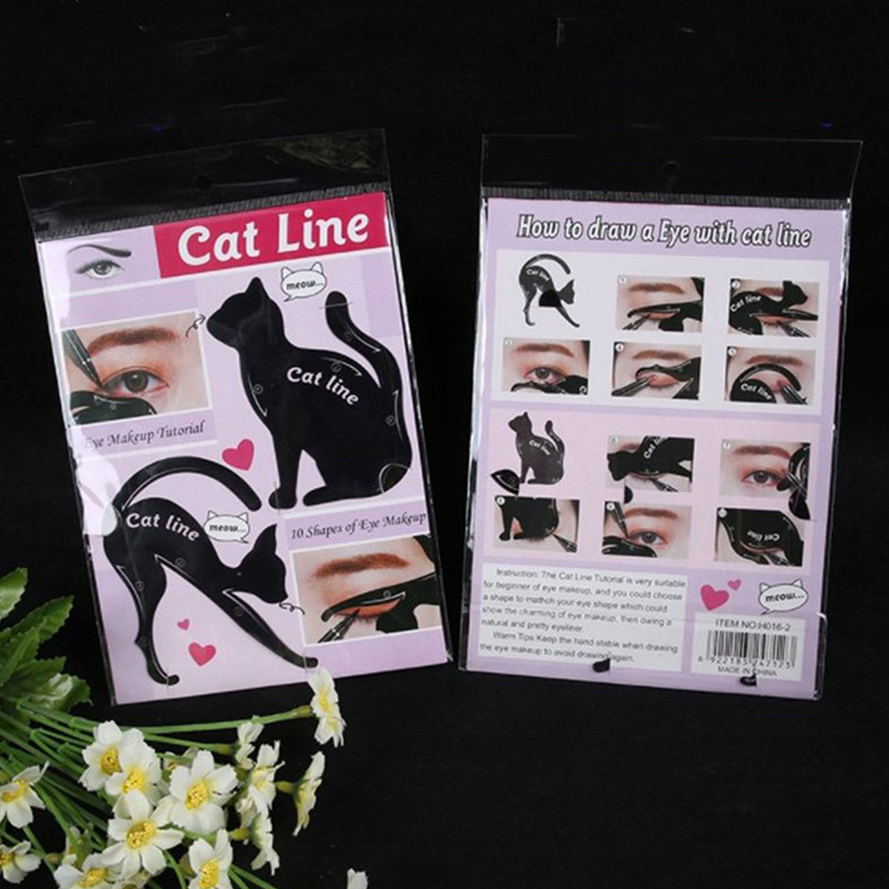 2 Pairs Eyeliner Stencil Models Cat Eye Line Template Shaper Makeup Beauty Tools