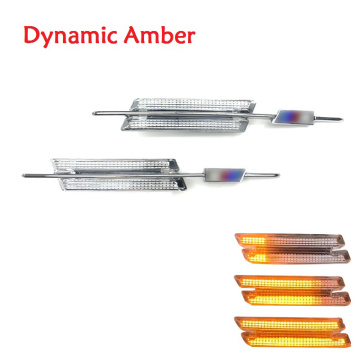 2Pcs LED Amber Side Marker Turn Signals Indicator Light For BMW 1/3/5Ser E60 E61 E81 E82 E87 E88 E90 E91 E92 E93 With M Logo