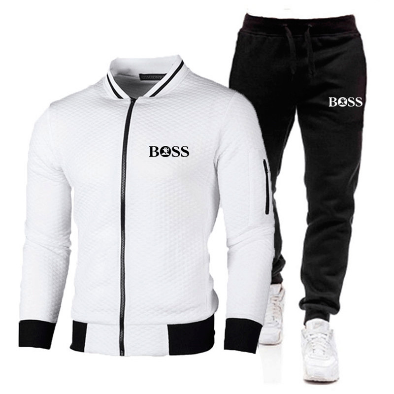 Men Casual Sets 2020 Winter New Brand Splice Jogger Tracksuit Zipper Hoodies+Pants 2PC Sets Men's Sportswear Sport Suit Clothing